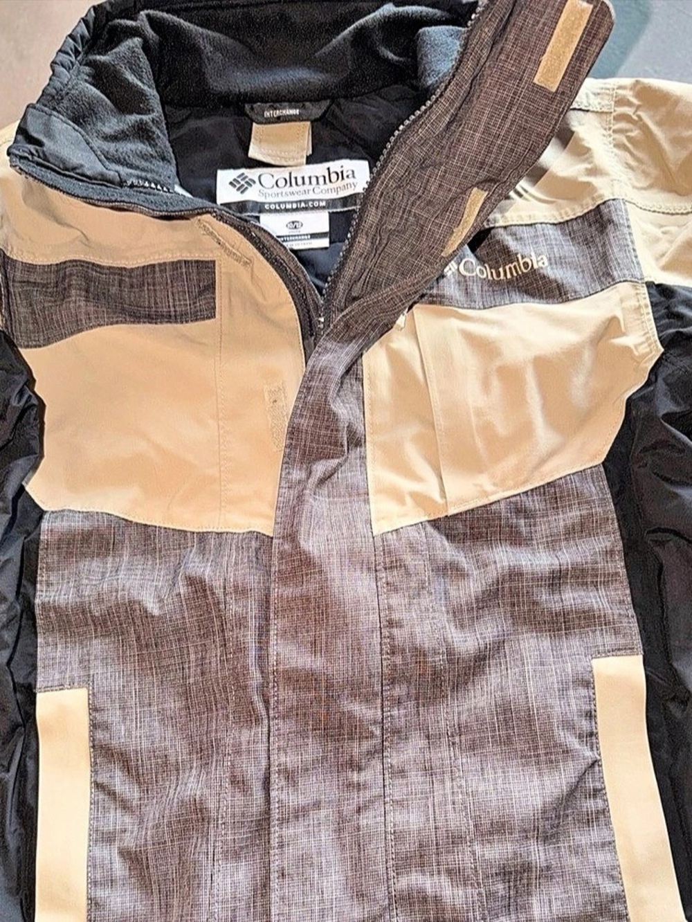 Columbia Youth 10/12 Brown Tan Black Interchange Winter Ski Jacket